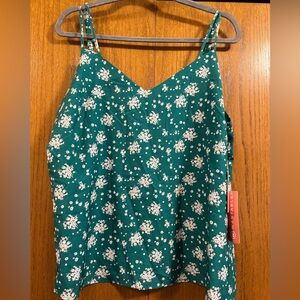 Skies Are Blue Green Floral Cami NWT Size Large